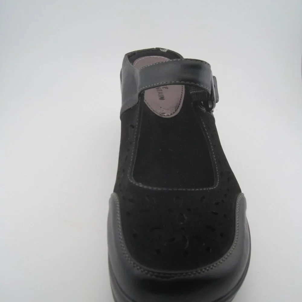 Women's White Mountain Gilding Black Peep-Toe Leather Clog size 7.5 Mary Jane - Picture 5 of 10